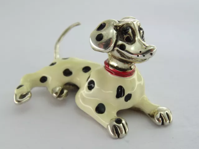 Vintage Hallmarked Sterling Silver Enamel Novelty Dalmatian Minatare Dog Figure
