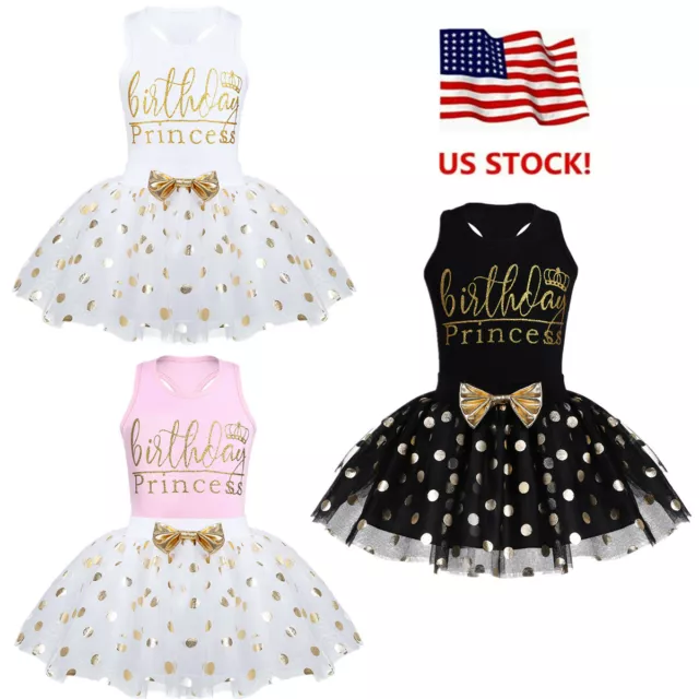 Toddler Baby Girls Birthday Party Outfits T-shirt Tops+Tutu Skirt Clothes Set