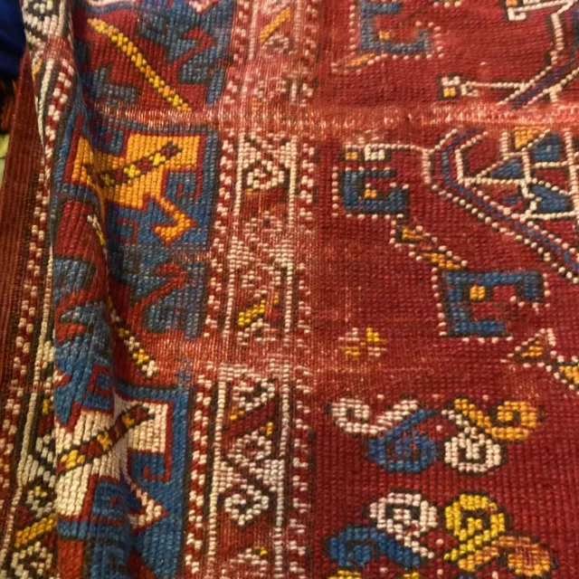 Antico tappeto Turco 150x190 Cm Da Restaurare E Lavato Annodato 3