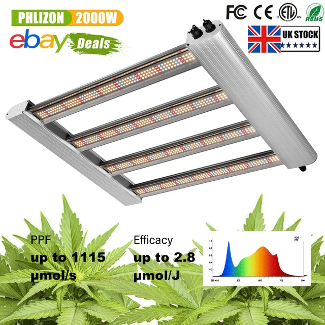 Phlizon pro 2000W Led Grow Light Full Spectrum Veg Flower for All Indoor Plants