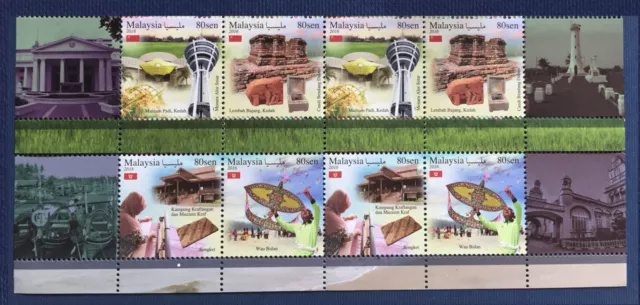 Malasia 2016 destinos turísticos Kedah Kelantan 2 pares H sg #2150a&2152a montado sin montar o nunca montado