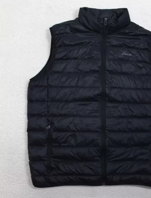 EDDIE BAUER PUFFER Vest Men's XLT Black Down Fill Full zip Warm Outdoor ...