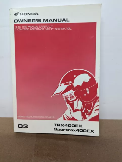 2003 Honda TRX400EX Owner's Manual