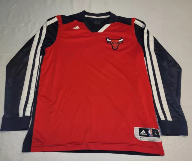 Chicago Bulls Adidas Authentics Shooting Warm Up NBA Long Sleeve Shirt Mens LG