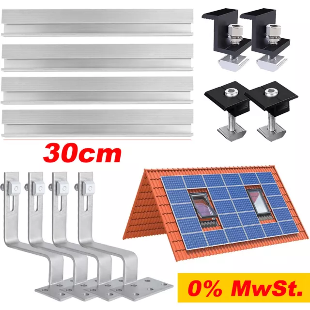 PV Montageset Ziegeldach Befestigung Solarmodul Halterung 30cm  Montageschiene