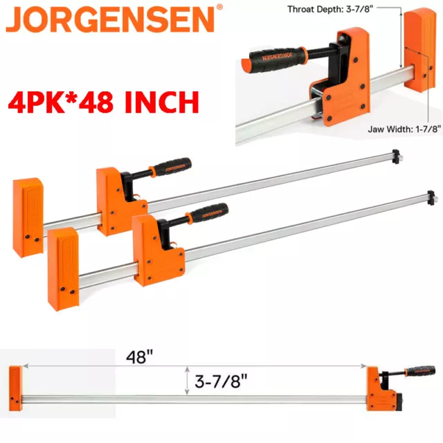 JORGENSEN 2-PACK 48-INCH Bar Clamps 90°Cabinet Master Parallel Jaw Bar  Clamp Set $109.99 - PicClick