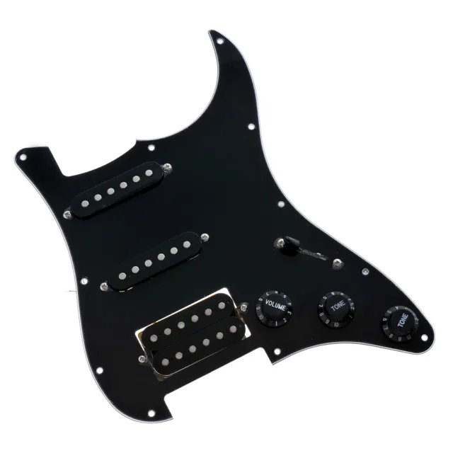 Pickguard precablato caricato per chitarra per parti strat Fender Stratocaster HSS nero