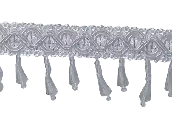 Short Fringe Beading - CLEAR Acrylic 40mm Price is for 5 metres