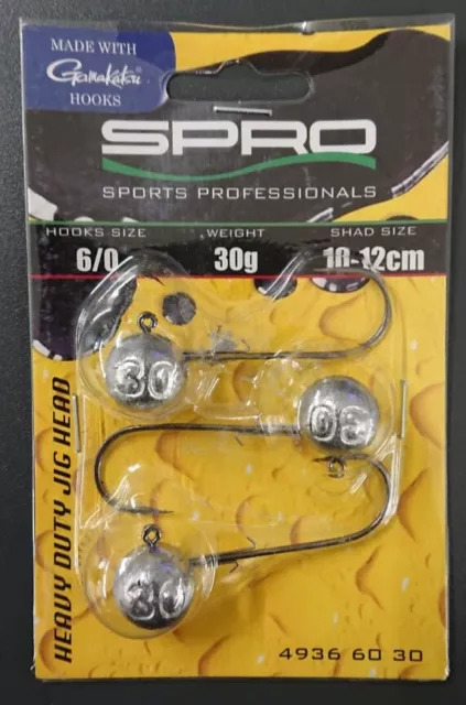 Spro Gamakatsu HD Jighead Jig 90 6/0 30g 3 Stück Gamakatsu Rundkopf