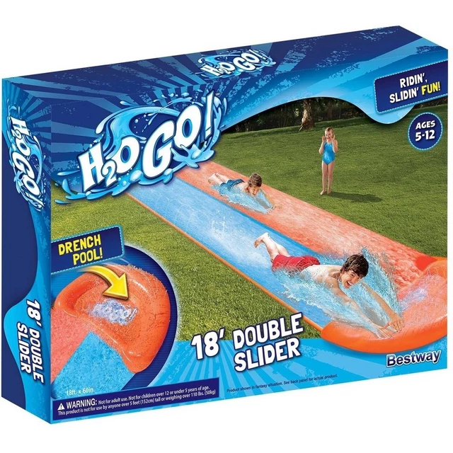 NEW H20 GO Aqua Ramp Triple Water Slide Drench Water Pool Slip N Slide