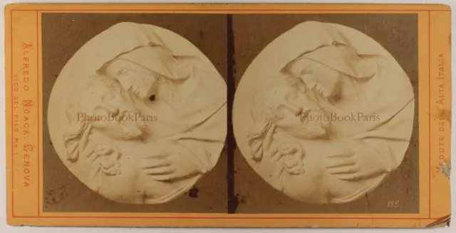 Italy Genoa Italy Pieta Medallion Angelic c1870 Photo Noack Stereo Vintage