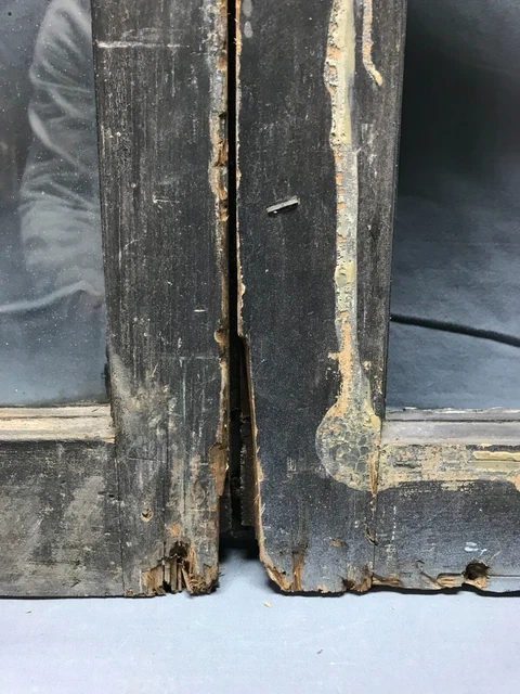 Pair Antique 6 Lite Casement Windows 17x39 Shabby Cabinet Chic Old VTG 1824-22B 2