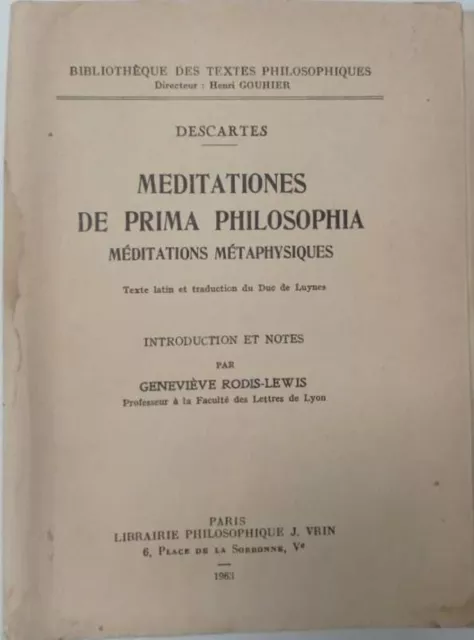 Meditationes de prima philosophia - Méditations métaphysiques - texte latin