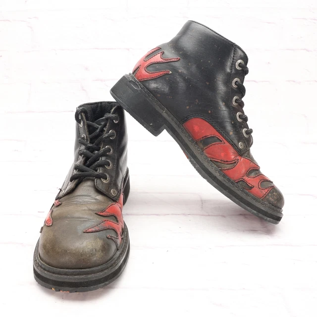 HARLEY DAVIDSON MEN'S Leather Motorcycle Riding Boots Flames Size 8M