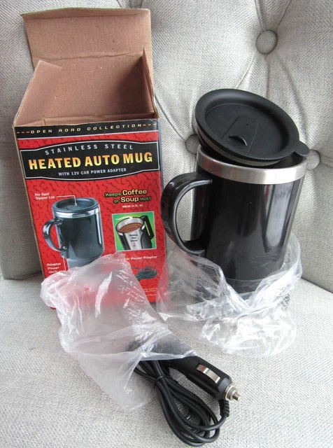 Open Road Collection Stainless Steel Heated Auto Mug 12V Car Power Adapter