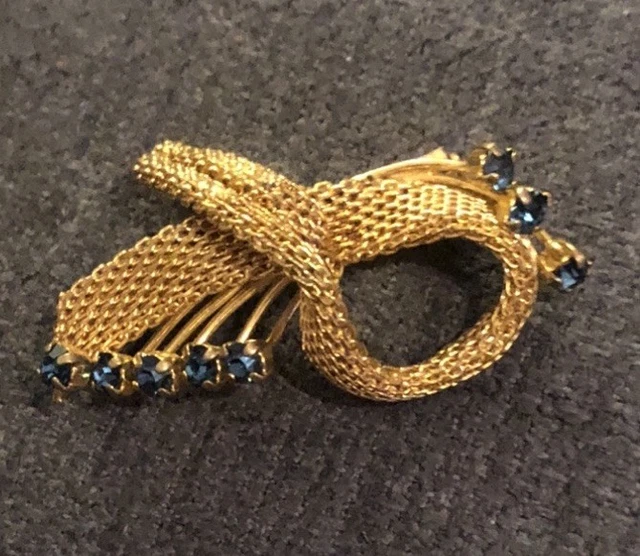 Broche Ancienne Murat En Pierre Bleue Et Perles - Bijou Vintage Occasion - Réf. REF63516