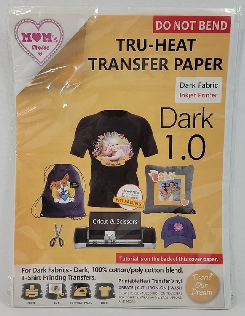 TransOurDream Tru-Iron on Heat Transfer Paper for Dark Fabric (20 Shts, 8.5x11)