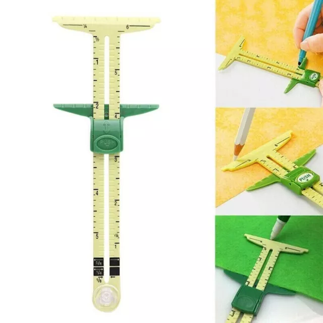 Compact 5 in 1 Sliding Gauge Hem Seam Allowance Sewing Ruler Ideal for Knitting