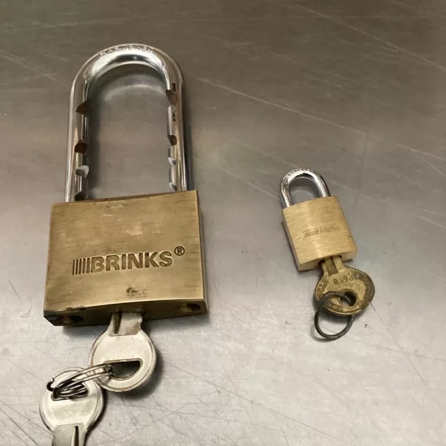 Brinks Solid Brass Padlock w/ Adjustable Chrome Plated Hardened Shackle W/Bonus