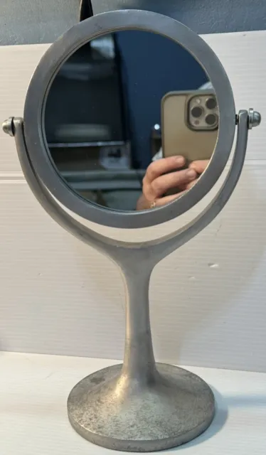 Vintage heavy Solid metal vanity mirror Stand Swivels, tilts, beautiful Simple