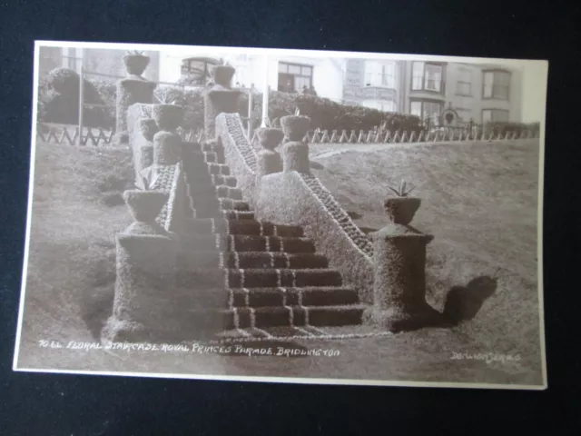 Floral Staircase Royal Princes Parade Bridlington Real Photo Postcard K17