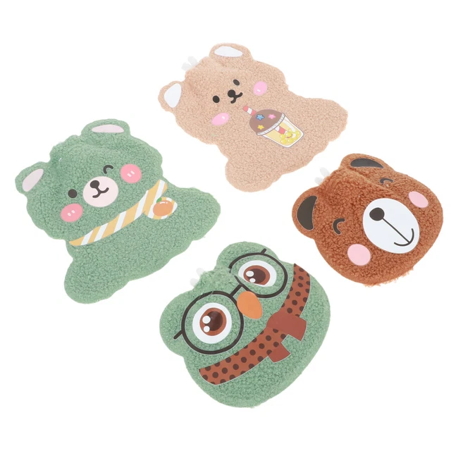 4 piezas Adorable Bolsa de Agua Caliente Dibujos Animales Diseño Apariencia Animal Calentamiento de Agua Caliente