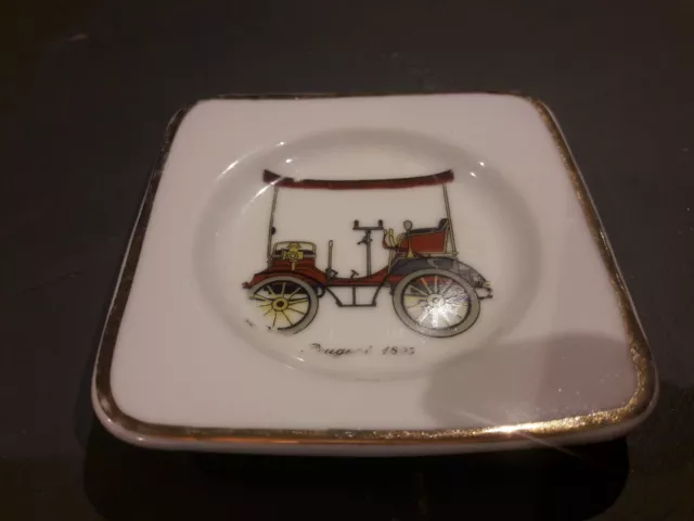 Ancien Cendrier vide poche Publicitaire Peugeot 1895 En Porcelaine De Paris