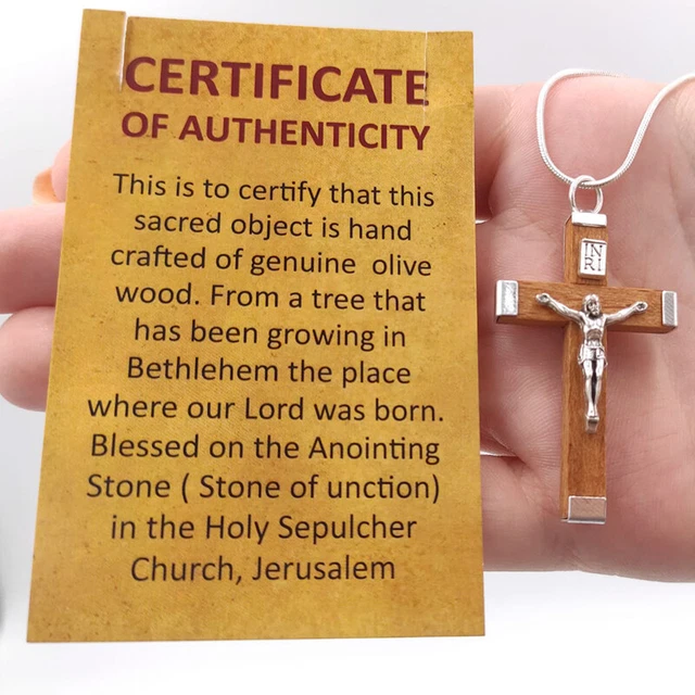 Olive Wood rosary necklace Cross Crucifix Jesus New Jerusalem Handmade Holy Land