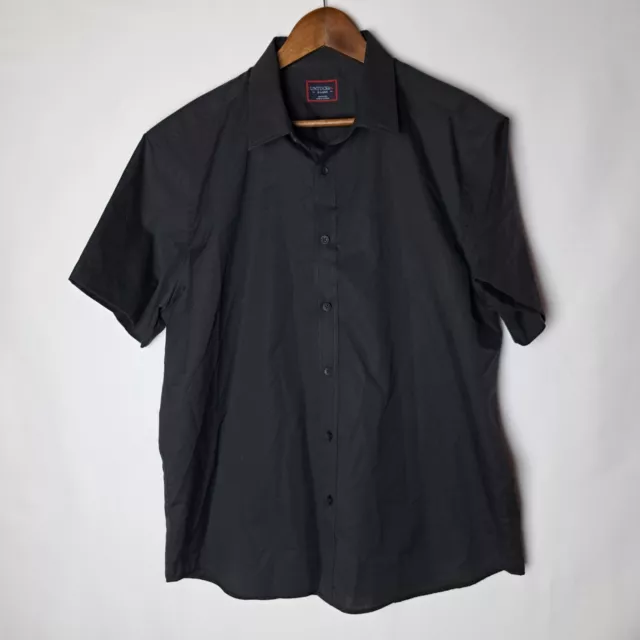 UNTUCKIT SHIRT MENS XL Black Button Up Short Sleeve Logo Embroidered ...
