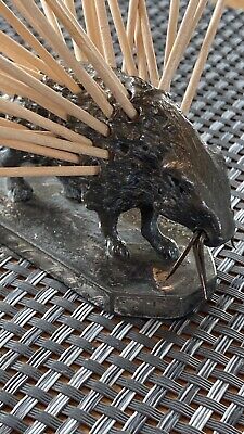 Antique Meriden B company Porcupine Toothpick Match Holder Silver Plated  - RARE