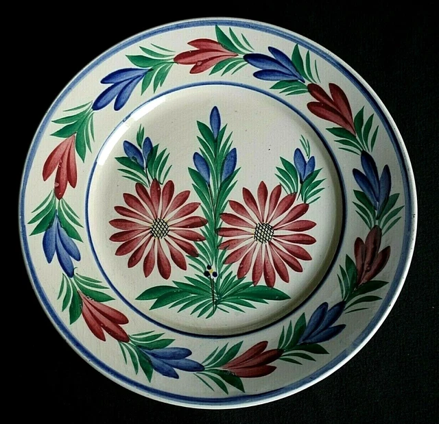 HB Quimper Assiette ancienne en faïence à décor floral