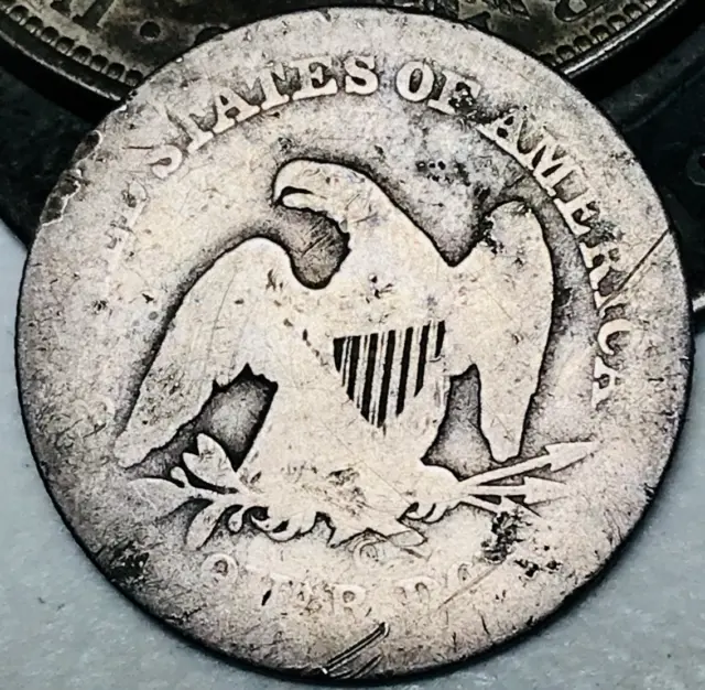 1855 O Seated Liberty Quarter 25C Arrows Ungraded 90% Silver US Coin CC21215