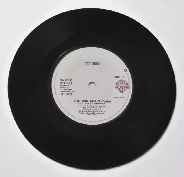 Bee Gees - You Win Again 7" Vinyl Single Record 1987. W8351. 1st Press A1/B1. EX 3