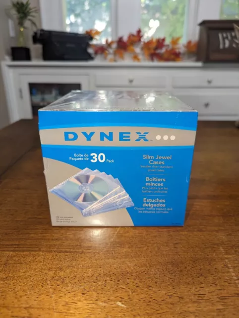 Dynex Slim Jewel Cases Clear for DVD or CD 30 Pack New Sealed