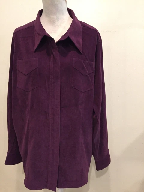 White Stag Velour Jacket,Size 22, Stretch, Long Sleeves, Purple, Zipper Soft NWT