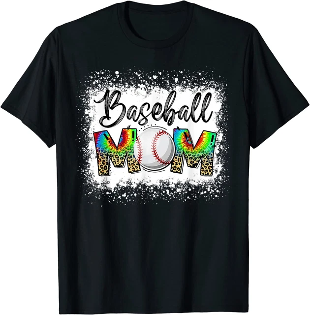 Baseball Mom Love Tie Dye Leopard Softball Mom Mothers Day T-Shirt S-3XL