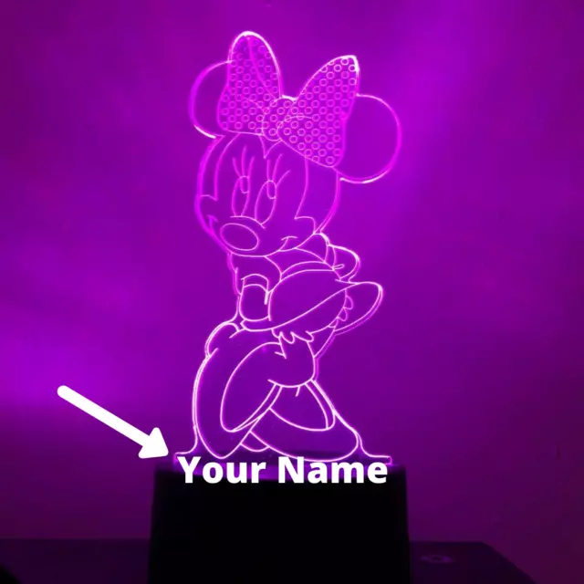 Minnie Mouse Disney CUSTOM 3D Night Light LED 7 Colour  Touch Table Lamp Gift