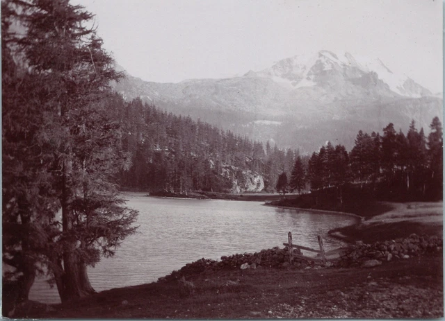Suisse, Grisons, Lac de Champfèr, Vintage print, circa 1895 Tirage vintage print