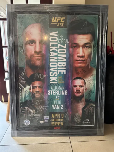 UFC 273 Signed Event Poster Framed - Volkanovski, Korean Zombie, Chimaev, Burns