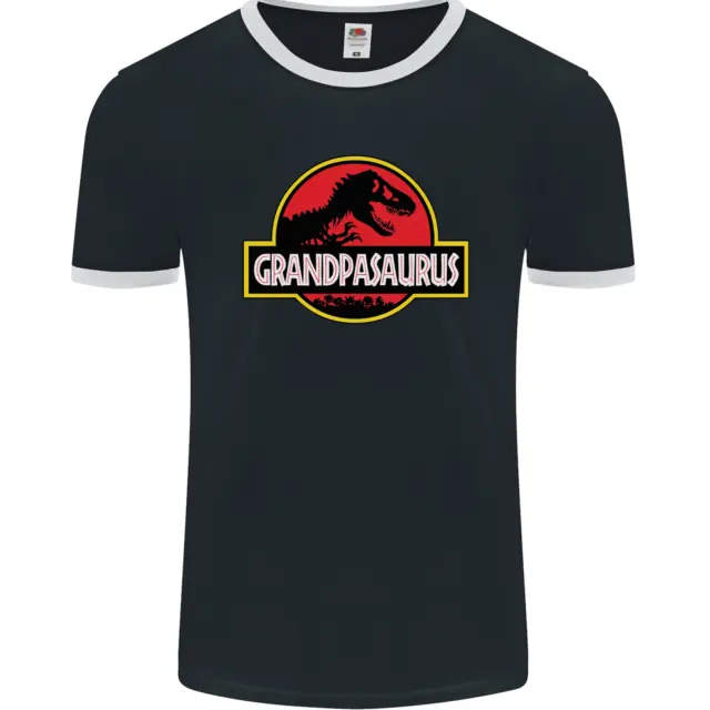 Grandpasaurus Funny Grandpa Grandad Mens Ringer T-Shirt FotL