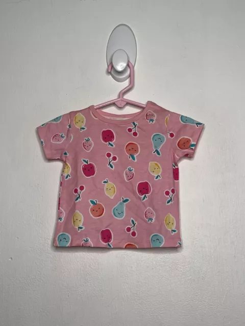 Garanimals Fruit Top Baby Girls Size 0-3 Months Pink Short Sleeve Shirt NWOT