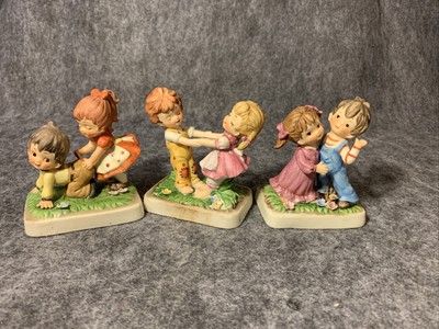 Lot Of 3 Lefton Figurines Boys And Girls Playing -ADORABLE!