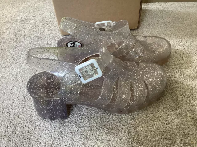 JuJu Babe Silver Glitter Heeled Jelly Shoes Shoes Size 5 Worn Once