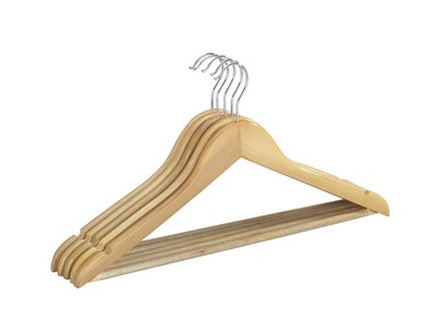 Wenko 64020100 Gruccia Eco Naturale Legno Marrone 45 x 23,5 x 1,2 cm. Set di 6 Pezzi 