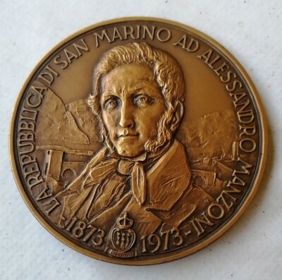 MEDAGLIA REPUBBLICA SAN MARINO 1973 ALESSANDRO MANZONI INC JOHNSON 