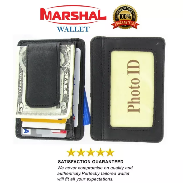 Mens Leather Wallet Money Clip Credit Card ID Holder Front Pocket Thin Slim NEW