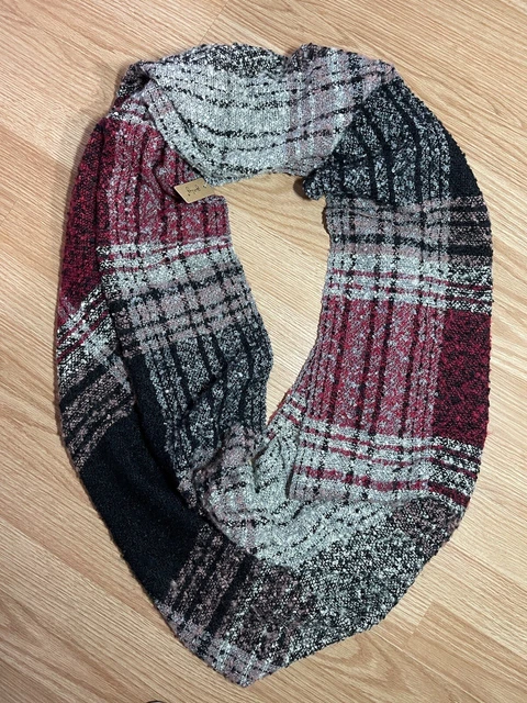 NWT Girly Infinity Multicolored Plaid Knit Scarf New!