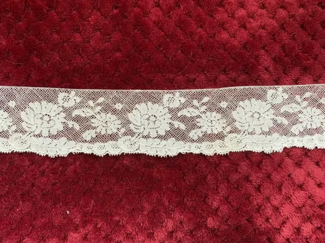 Antique French Bobbin Lace edging - Floral design 134cm by 5cm