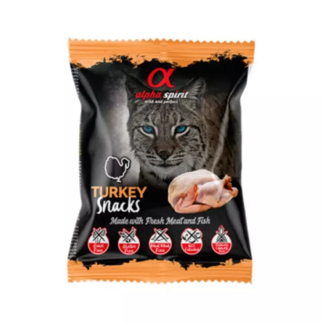 Alpha Spirit Snacks de Pavo para Gato 24 bolsas x 50g