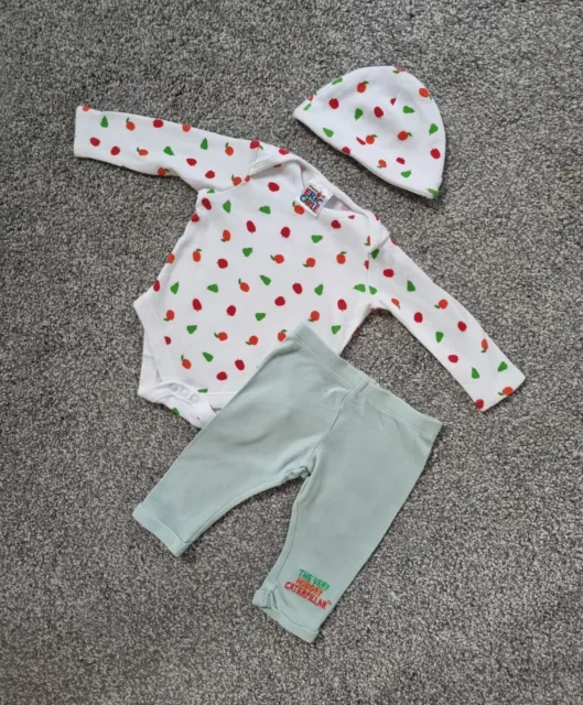 Unisex Baby Outfit 0-3 Months The Very Hungry Caterpillar bodysuit legging hat x